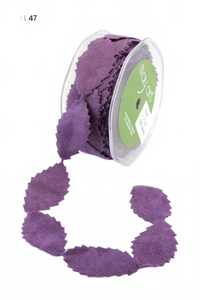 1 Inch Faux Suede Leaves Ribbon With Cut Edge