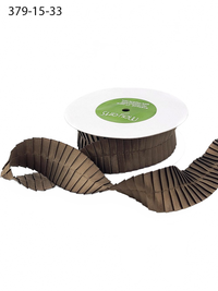 1.5 Inch Brown Satin Pleats Ribbon With Woven Edge