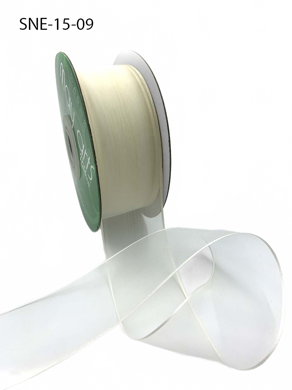 1.5 Inch Soft Ivory Sheer Ribbon With Thin Solid Edge