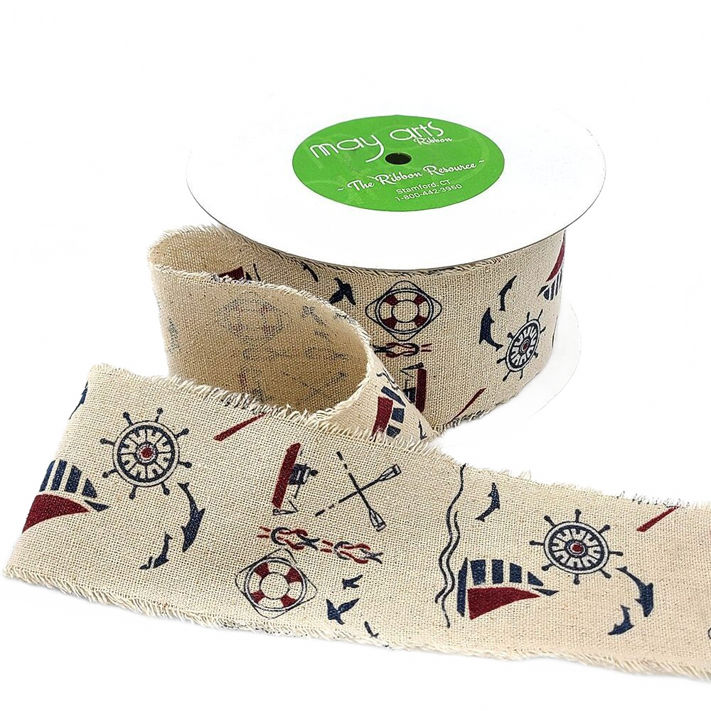 2.5 Inch Vintage Inspired Print Cotton Blend Ribbon