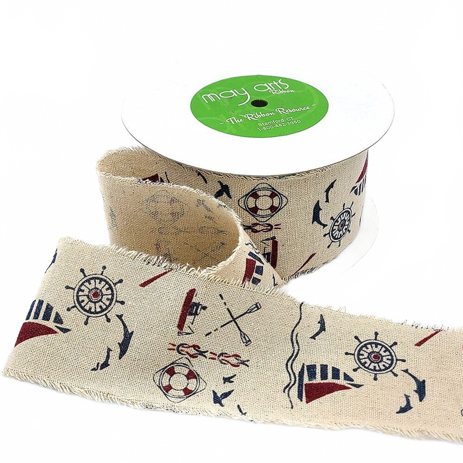2.5 Inch Vintage Inspired Print Cotton Blend Ribbon