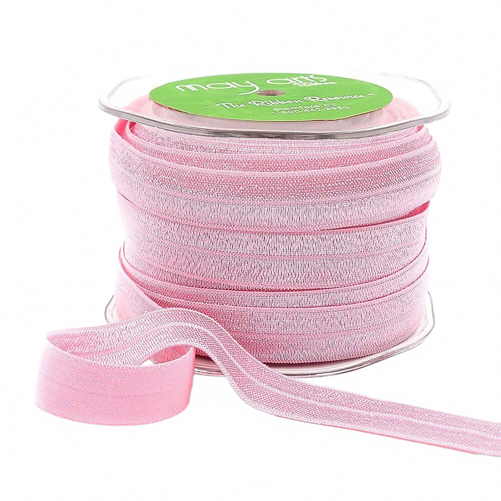 5/8 Inch Flat Fold Over Elastic Light Pink