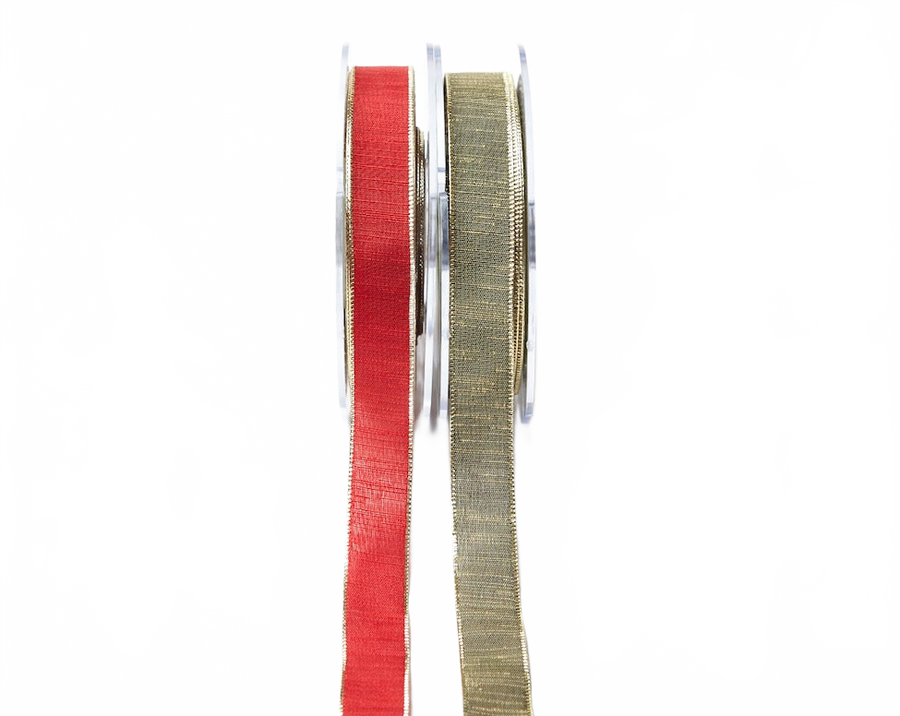 5/8 Inch Distressed Ribbon With Gold Metallic Edge