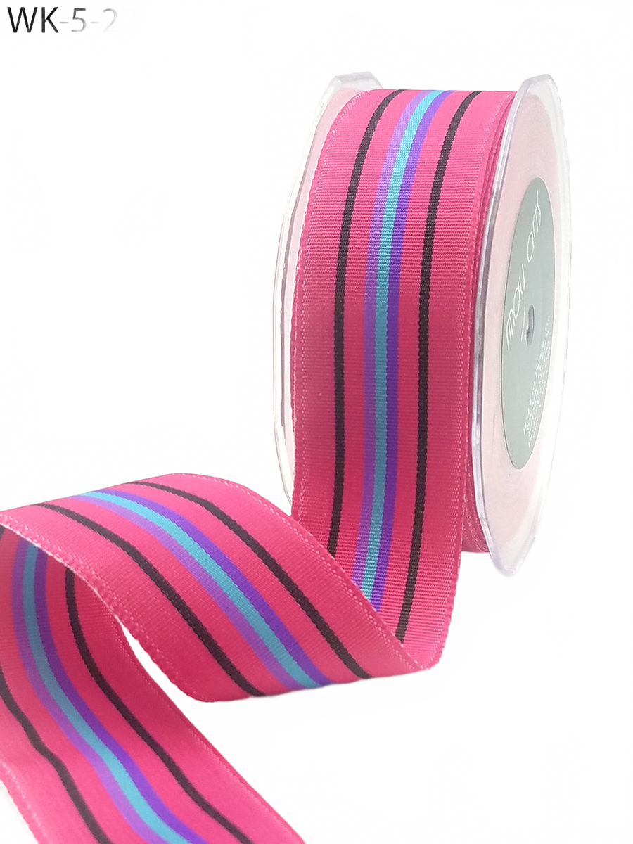 1.5 Inch Multi-Color Striped Ribbon With Woven Edge