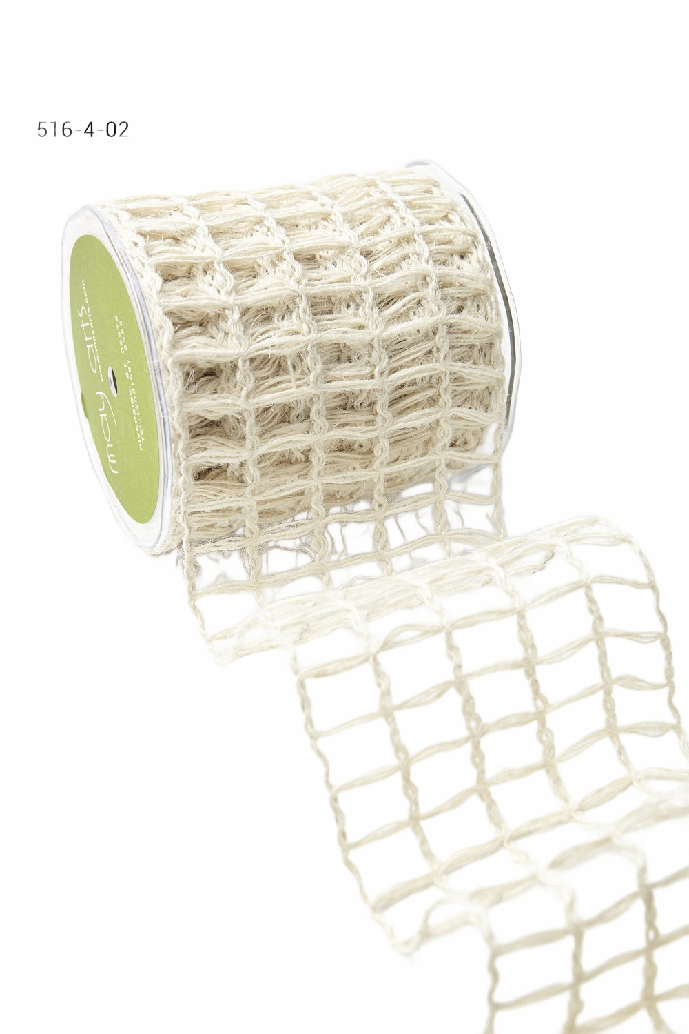 4 Inch Open Weave Light Natural Burlap Net Ribbon With Wired Edge