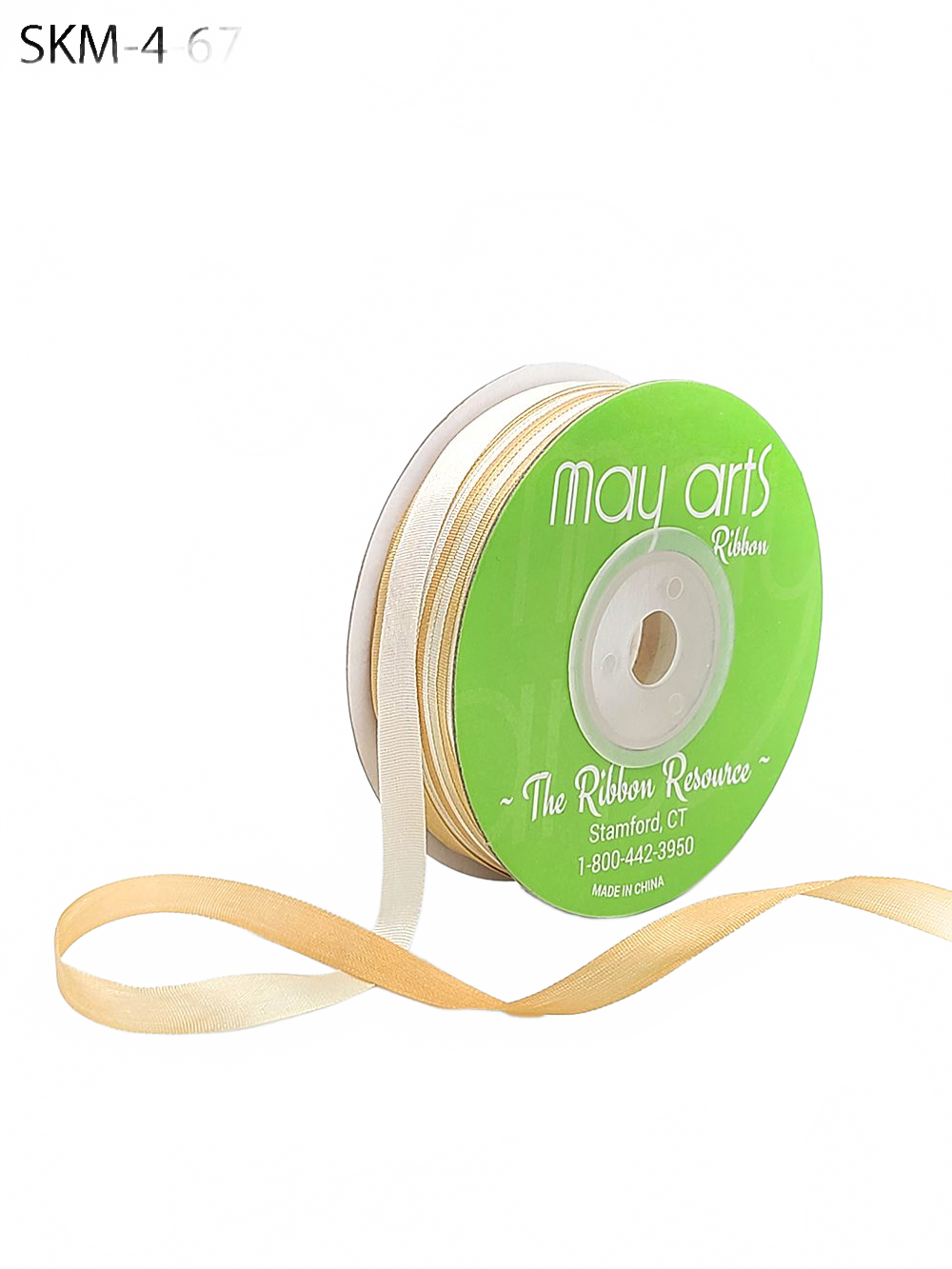1/4 Inch 100% Hand-Dyed Variegated (Multi-Color) Pale Gold/White Silk Ribbon With Woven Edge