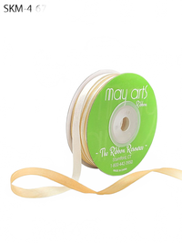 1/4 Inch 100% Hand-Dyed Variegated (Multi-Color) Pale Gold/White Silk Ribbon With Woven Edge