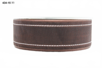 1.5 Inch Brown Sheer Ribbon With Woven White Stitched Edge