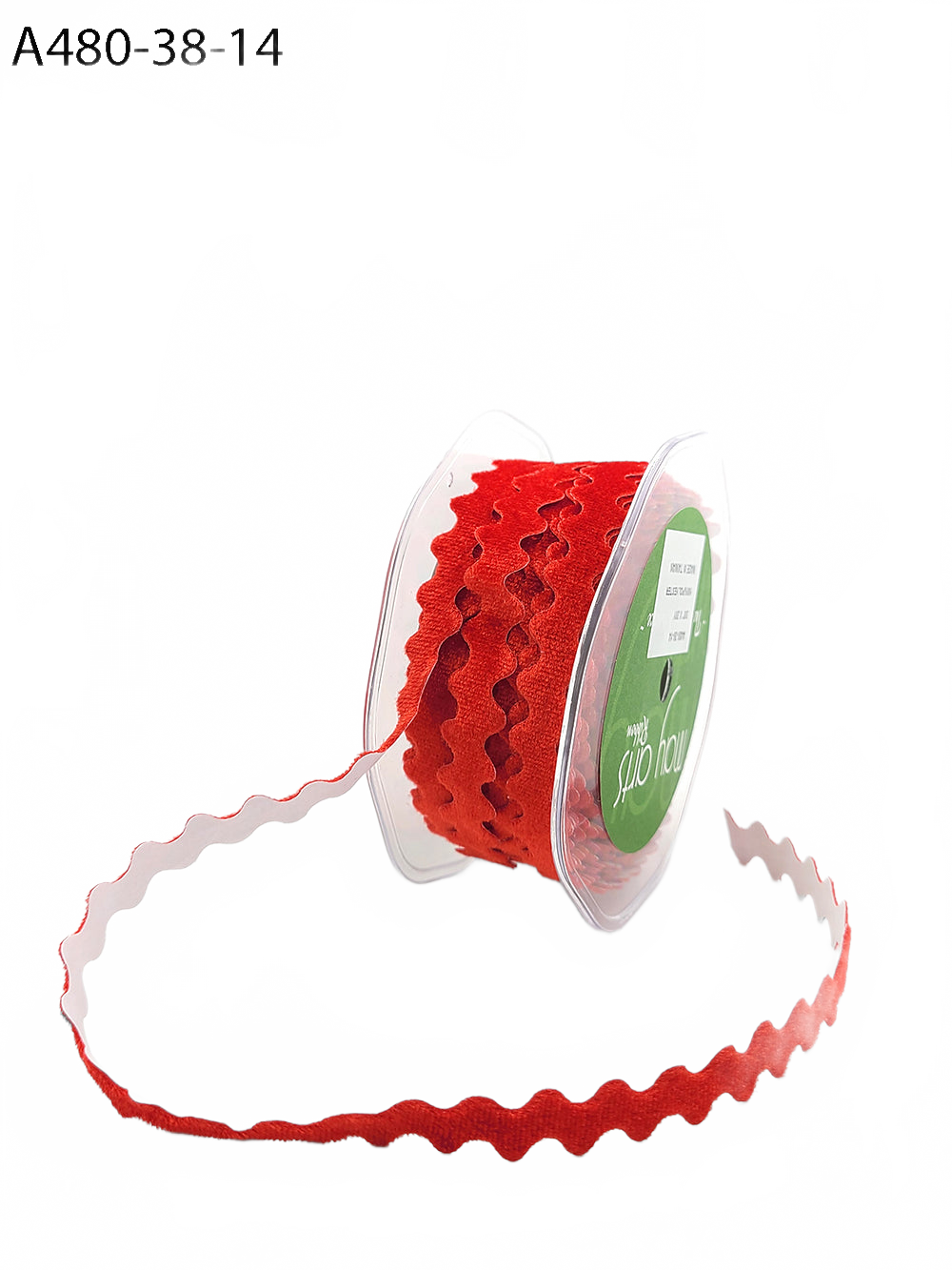 3/8 Inch Adhesive Red Velvet Ric Rac Ribbon With Cut Sealed Edge