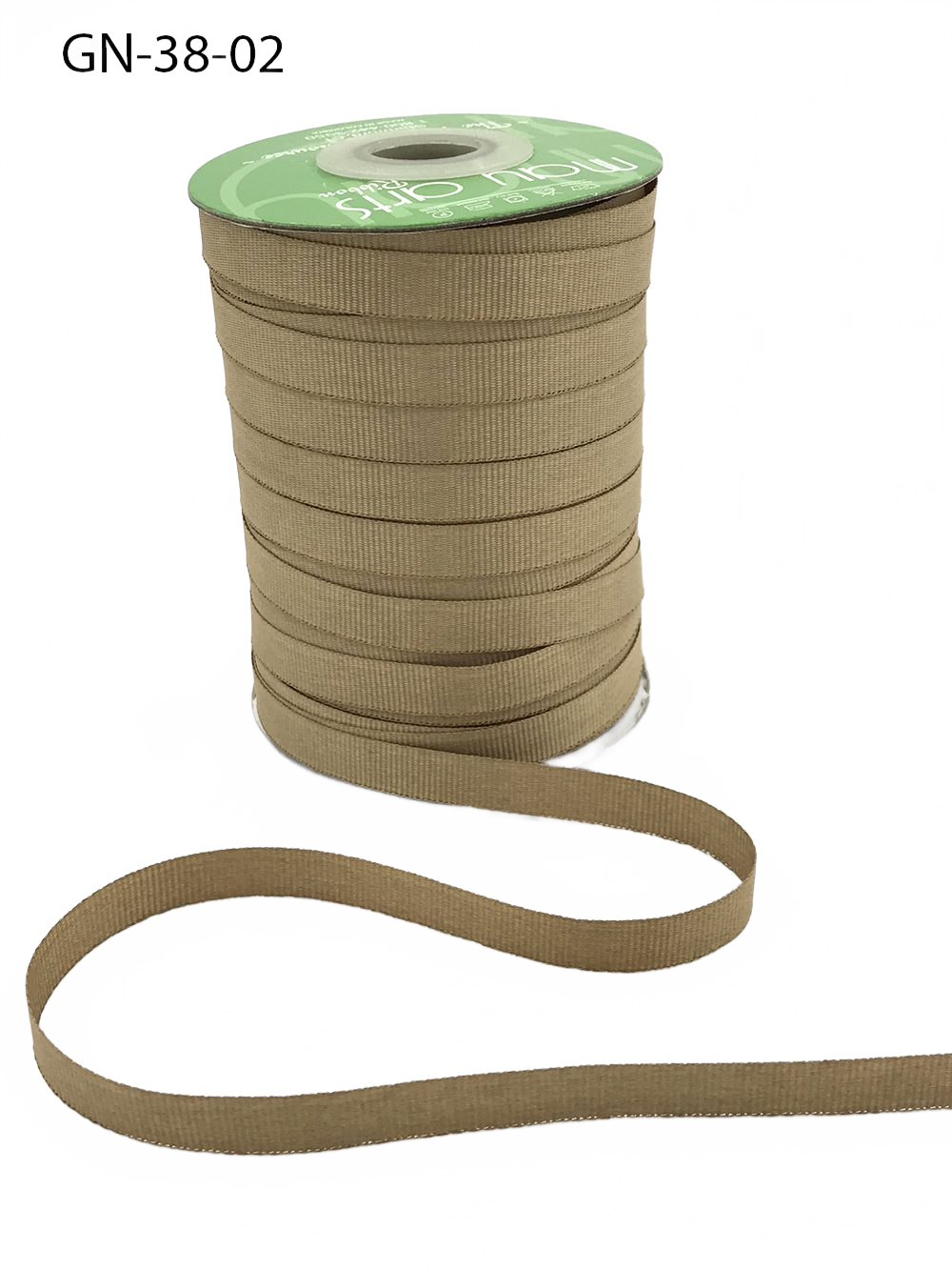 ~3/8 Inch Light-Weight Flat Champagne Grosgrain Ribbon With Woven Edge