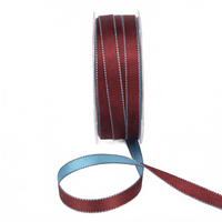 3/8 Inch Two-Color Reversible Satin With Woven Stitched Edge