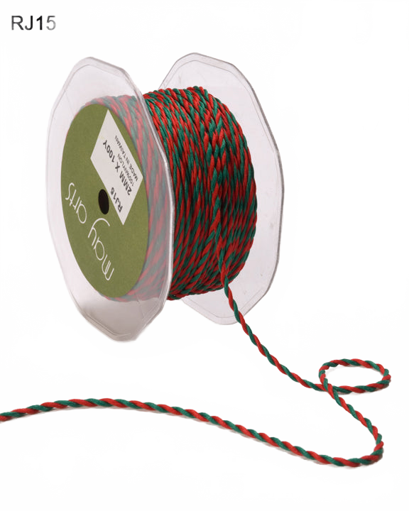 1/4 Inch Christmas Twisted Rope Cord Red/Green Ribbon