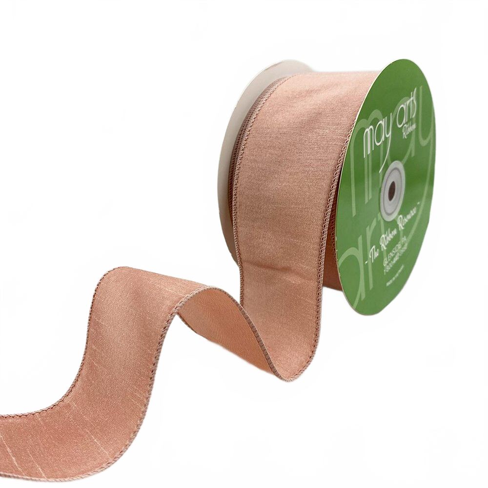 2.5″ Pink Dupioni Ribbon With Wired Edge