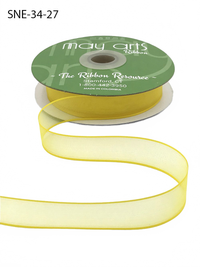 ~3/4 Inch Soft Yellow Sheer Ribbon With Thin Solid Edge
