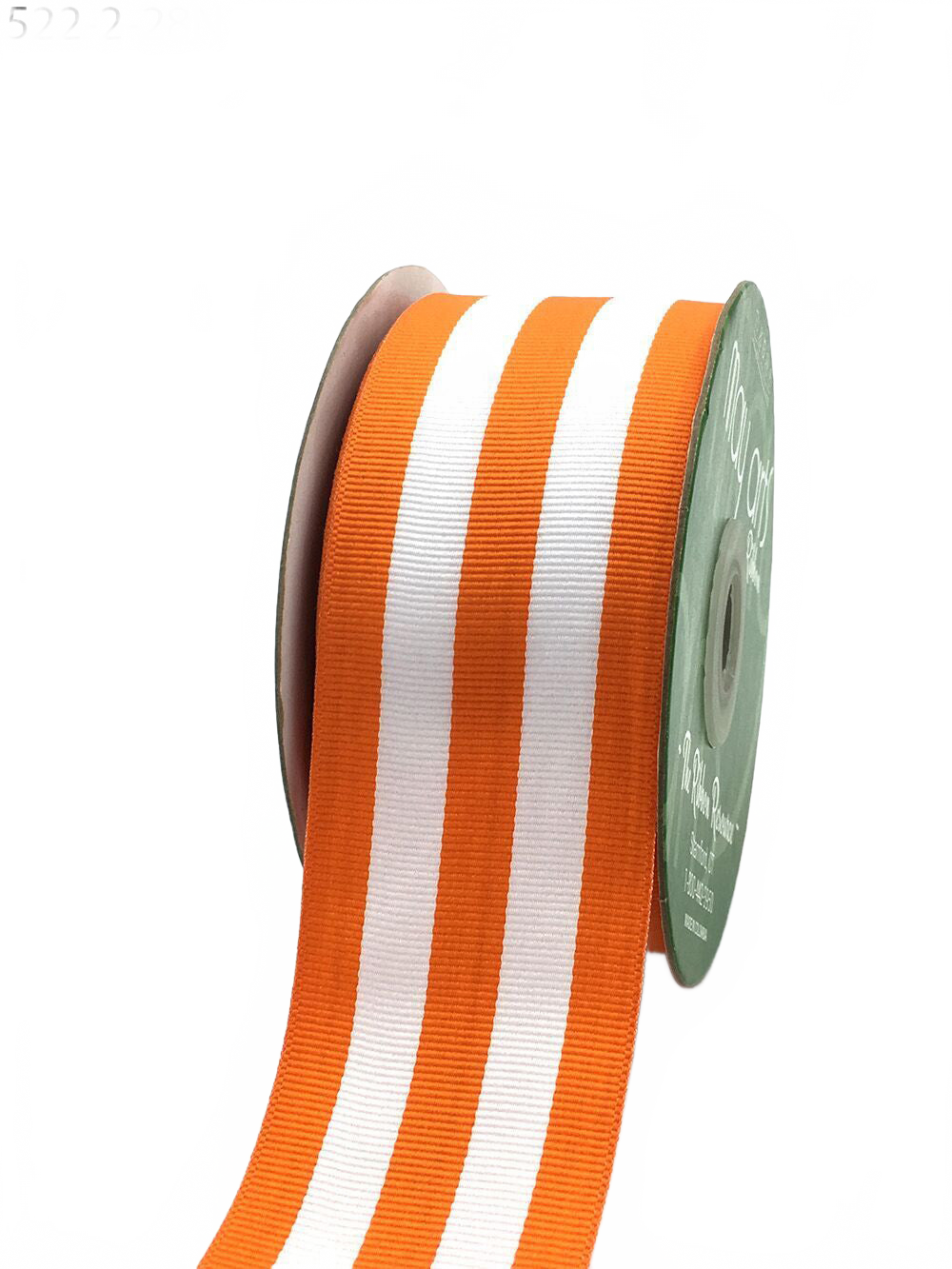 2 Inch Orange/White Grosgrain Horizontal Stripes Ribbon With Woven Edge