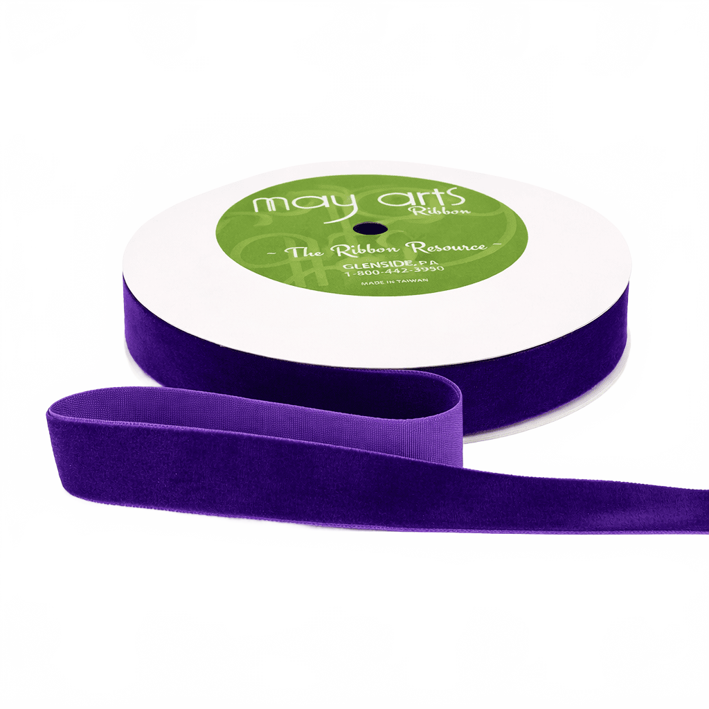 3/4 Inch Classic Violet Velvet Ribbon With Woven Edge
