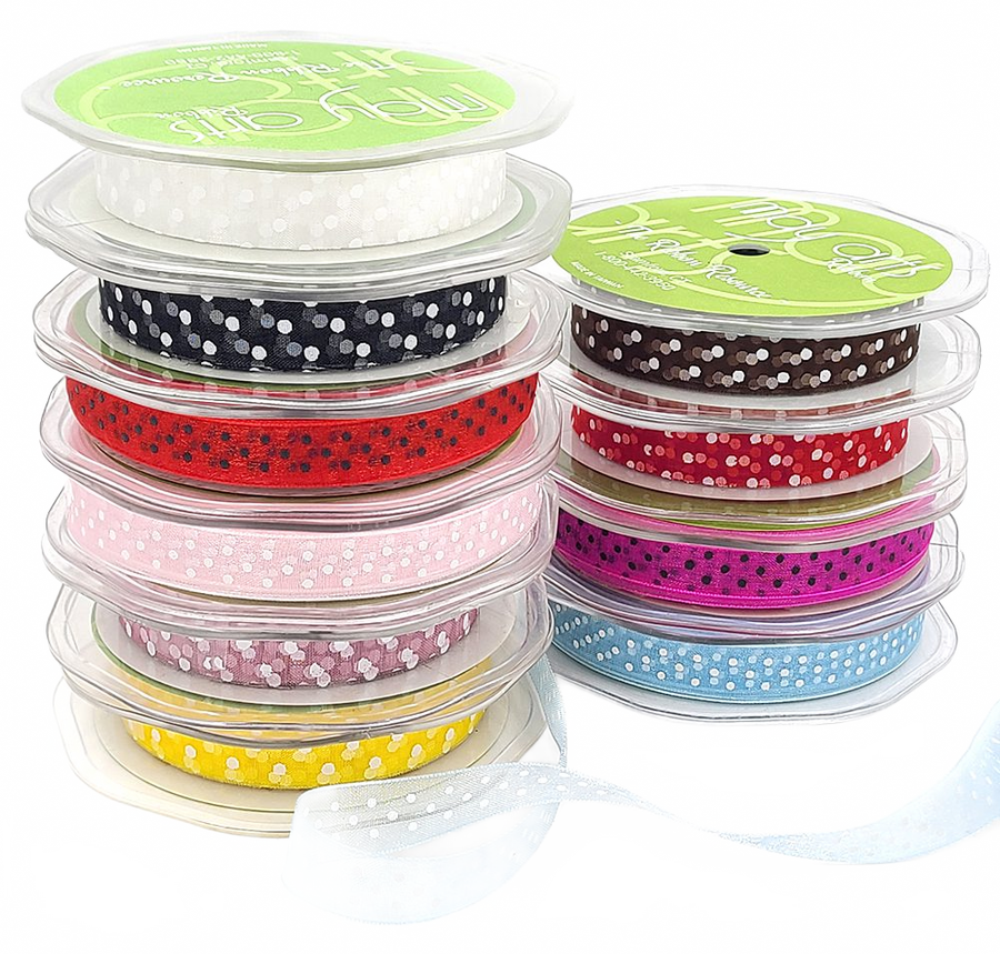 3/8 Inch & 5/8 Inch Sheer Dots Ribbon