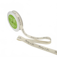 3/4 Inch Ivory Canvas Printed Ribbon With Woven Edge