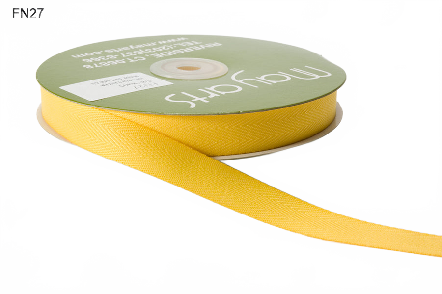 5/8 Inch Light Weight Yellow Twill Ribbon With Woven Edge