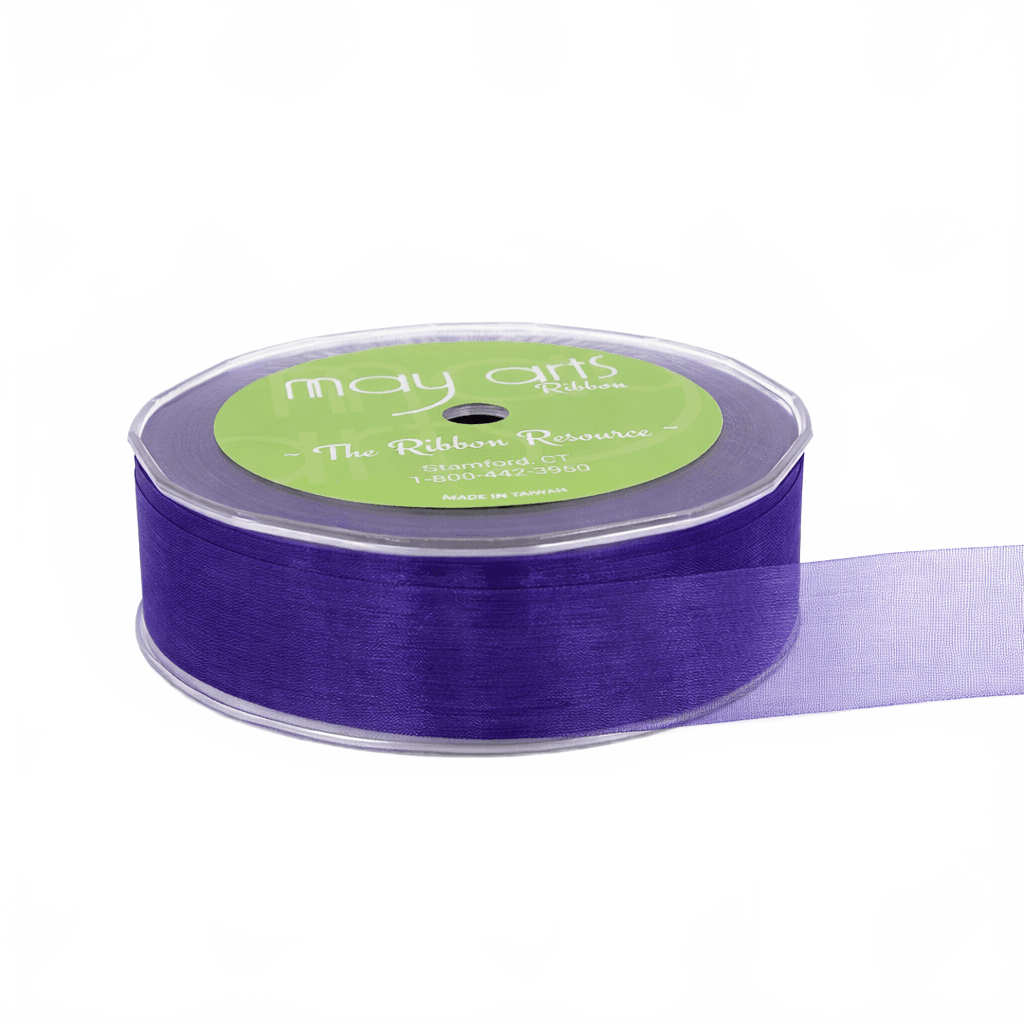 1 Inch Soft Shimmer Blue/Purple Sheer Ribbon With Cut Edge