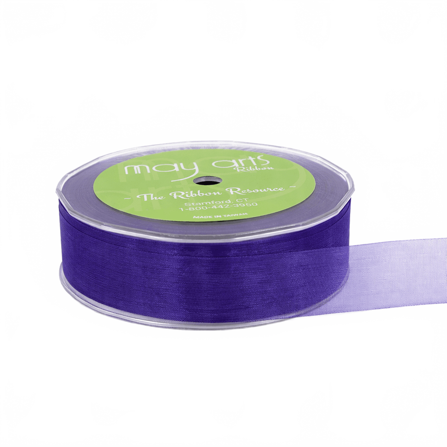 1 Inch Soft Shimmer Blue/Purple Sheer Ribbon With Cut Edge