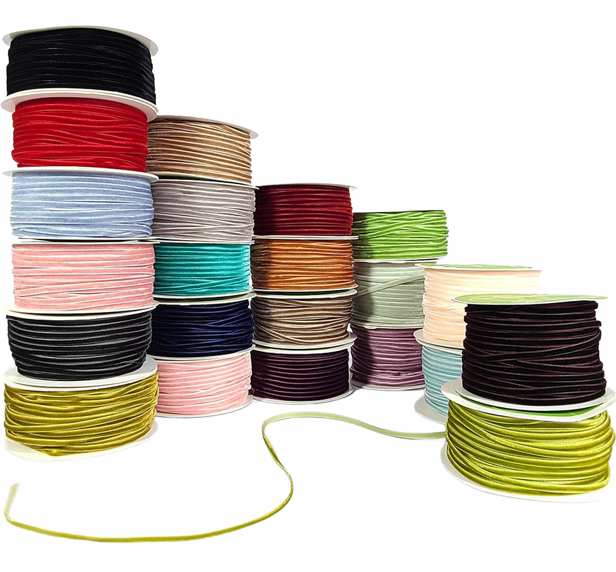 1/8 Inch Velvet String Cord Ribbon With Woven Edge