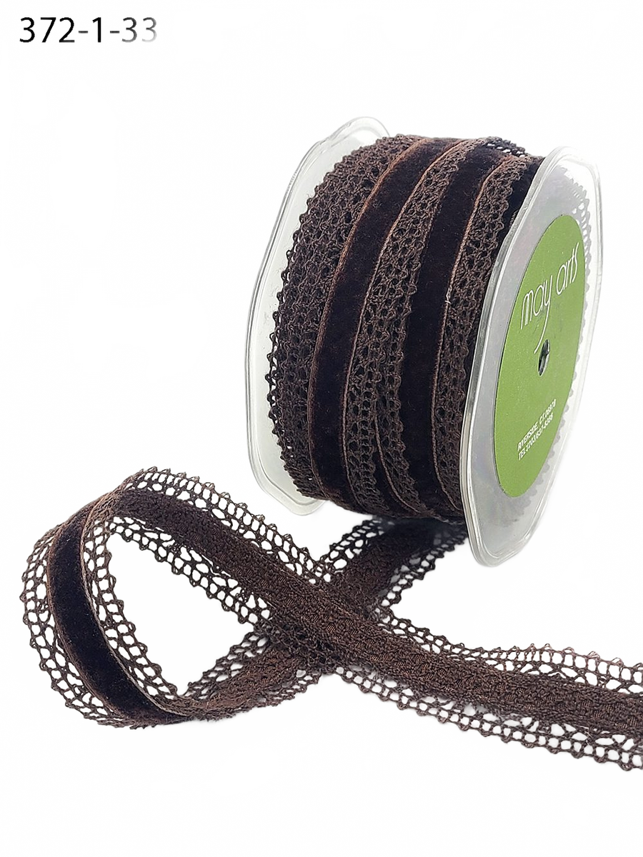 1 Inch Crochet With Brown/Brown Velvet Center Ribbon