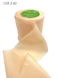 2 Inch 100% Silk Peach Champagne Crepe With Frayed Edge (Non-Dyed And Hand-Dyed)