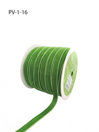 3/8 Inch Classic Parrot Green Velvet Ribbon With Woven Edge