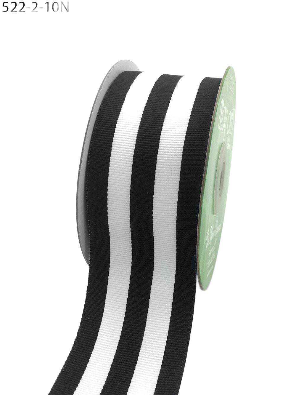 2 Inch Black/White Grosgrain Horizontal Stripes Ribbon With Woven Edge
