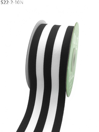 2 Inch Black/White Grosgrain Horizontal Stripes Ribbon With Woven Edge