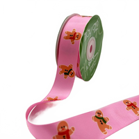 ~1 Inch Satin Holiday Print Ribbon With Woven Edge