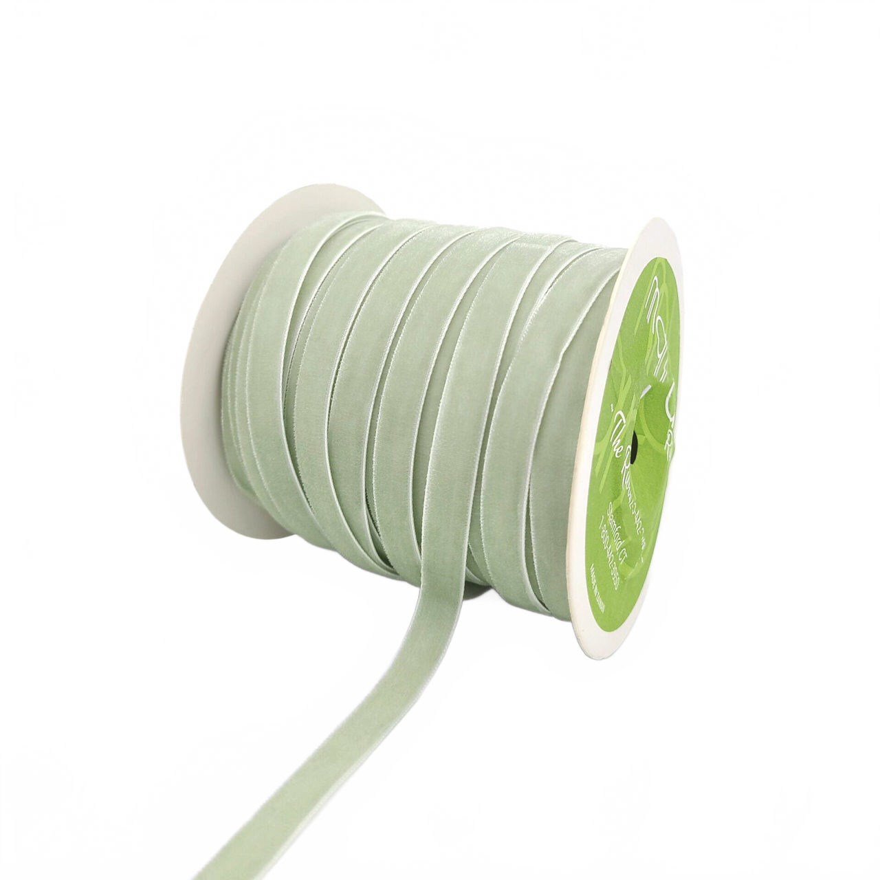 3/8 Inch Classic Jadite Green Velvet Ribbon With Woven Edge