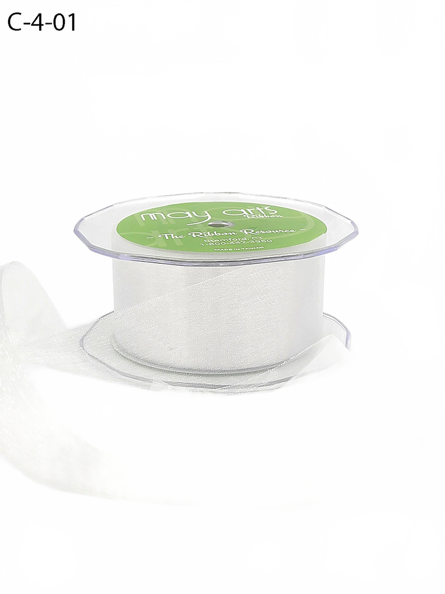 1.5 Inch Soft Shimmer White Sheer Ribbon With Cut Edge