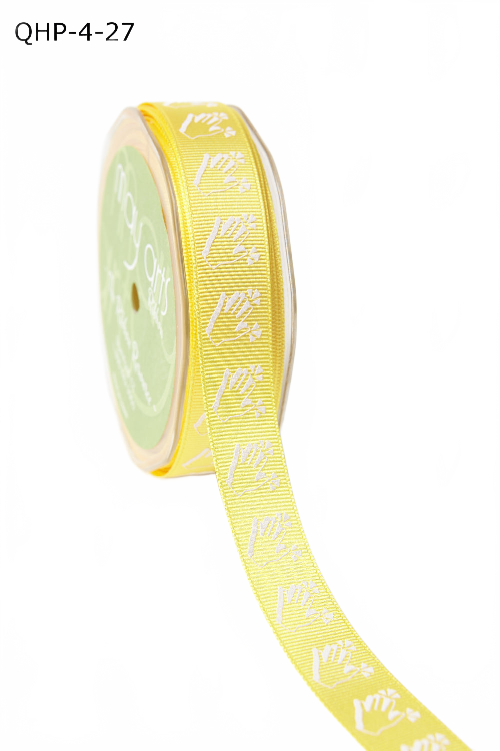 3/4 Inch Clapping Hands Grosgrain Emoji Print Ribbon With Woven Edge