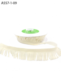 1 Inch Adhesive Suede Fringe Ivory Ribbon With Cut Edge