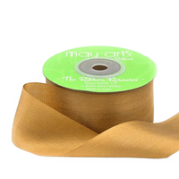 1.25 Inch 100% Hand-Dyed Pale Gold Silk Ribbon With Woven Edge