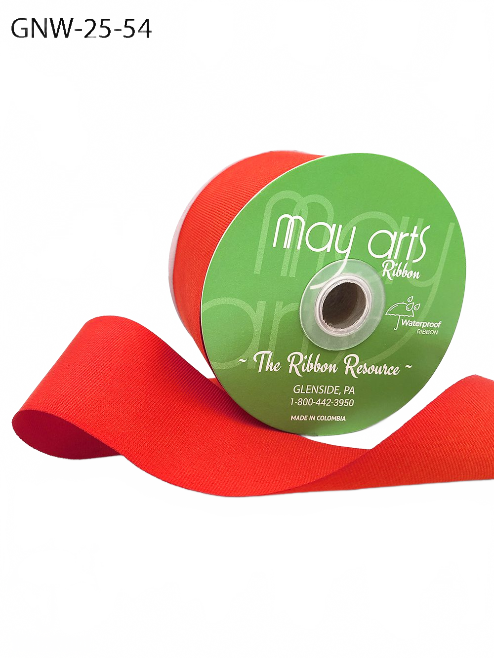 2.5 Inch Waterproof Weather-Resistant Bright Red Grosgrain Ribbon With Woven Edge