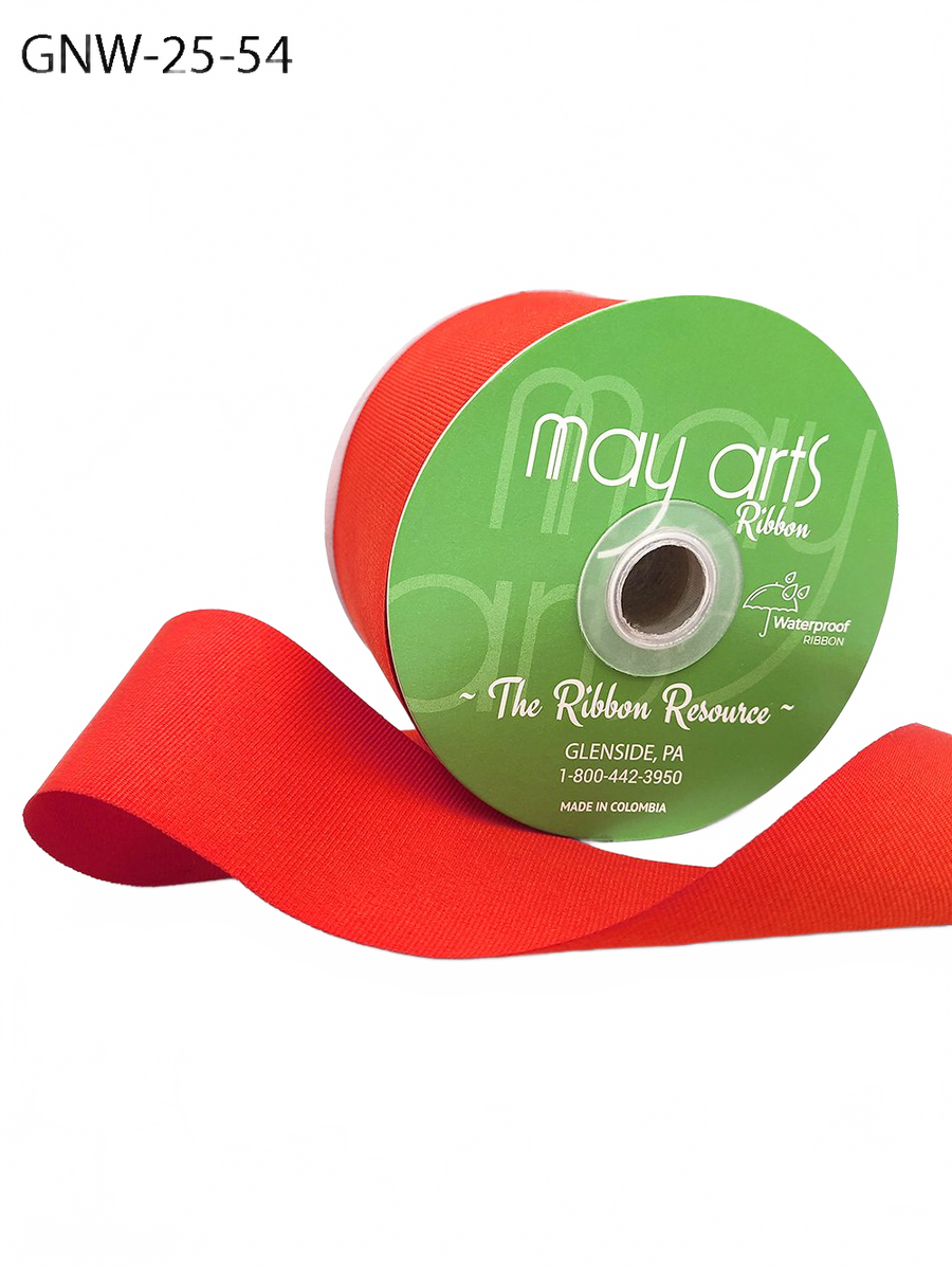 2.5 Inch Waterproof Weather-Resistant Bright Red Grosgrain Ribbon With Woven Edge
