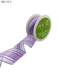 1.5″ Woven Lavender Sheer Ribbon With Tone On Tone Stripes