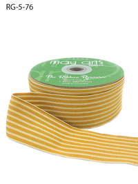 1.5 Inch Woven Butterscotch/Oatmeal Stripes Grosgrain Stripe Ribbon With Woven Edge