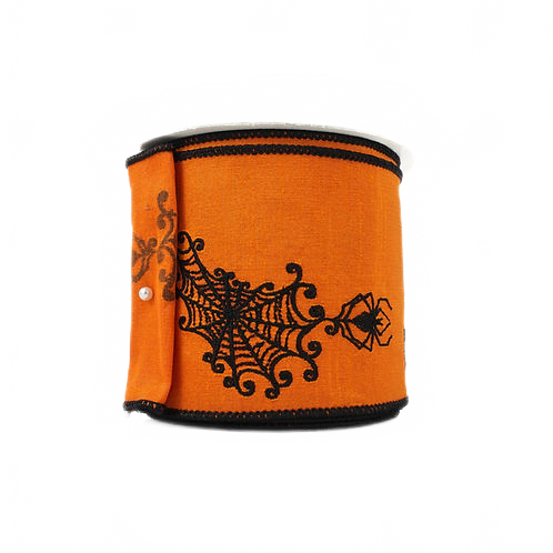 Ribbon 4" Weaving Spider Orange And Black