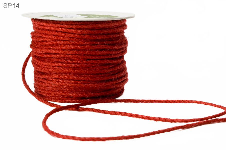 1/8 Inch 100% Jute Red Burlap Twisted Rope Cord Ribbon