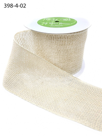 4 Inch Classic 100% Jute Light Natural Burlap Loose Weave Ribbon With Wired Edge