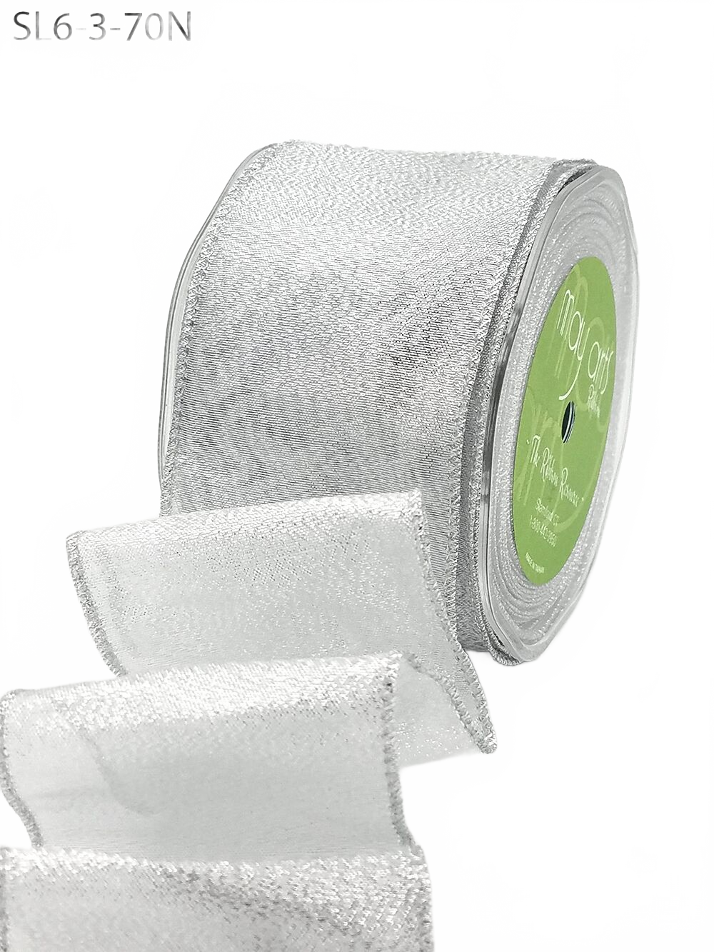 2.5″ Silver Semi-Sheer Silver Metallic Ribbon