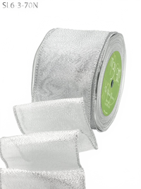 2.5″ Silver Semi-Sheer Silver Metallic Ribbon
