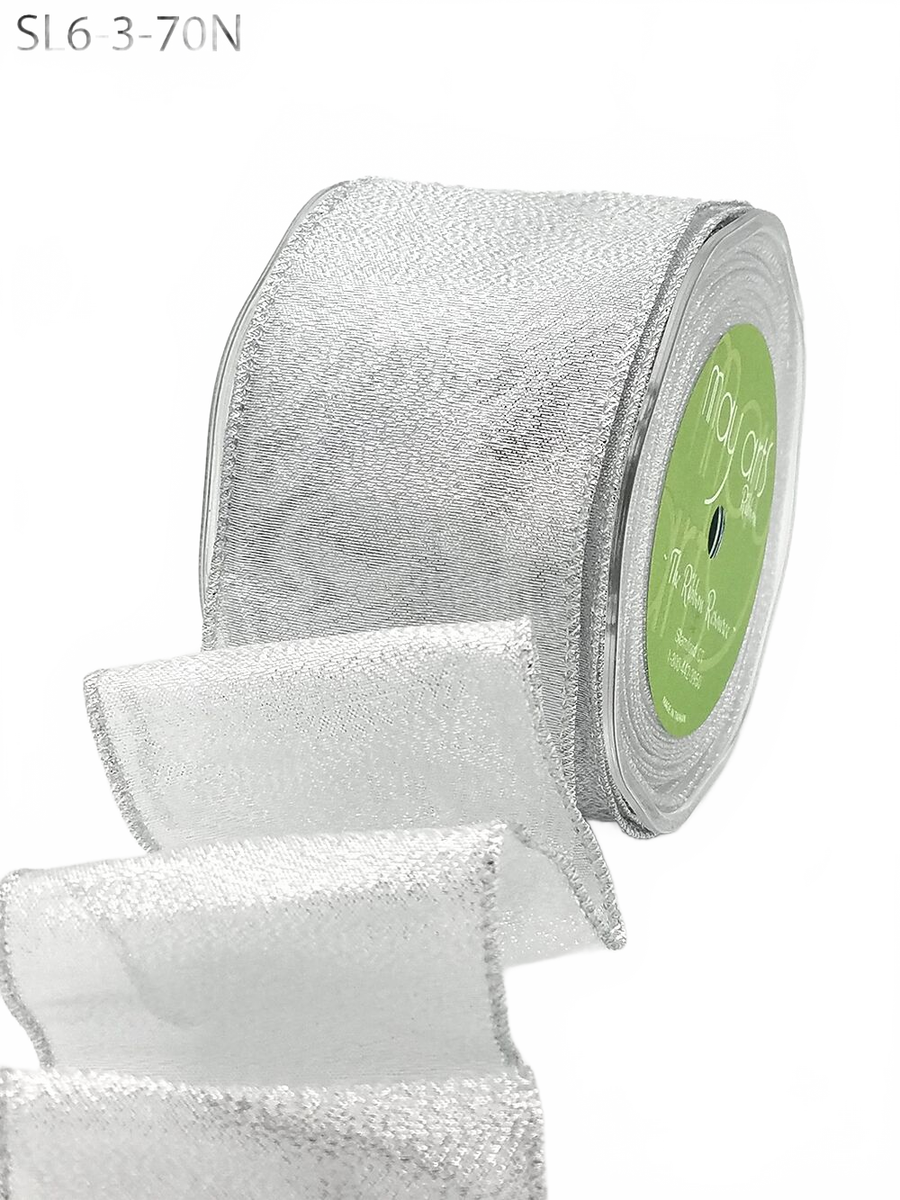 2.5″ Silver Semi-Sheer Silver Metallic Ribbon