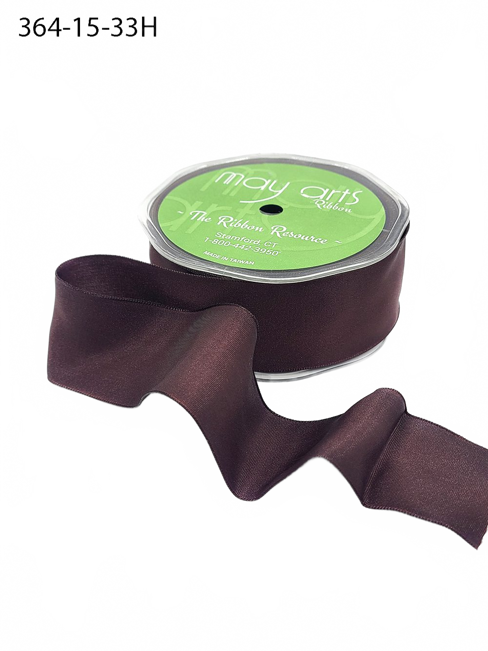 1.5 Inch Brown Taffeta Ribbon With Wired Edge