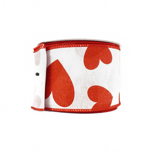 Ribbon 2.5" Hearts Red