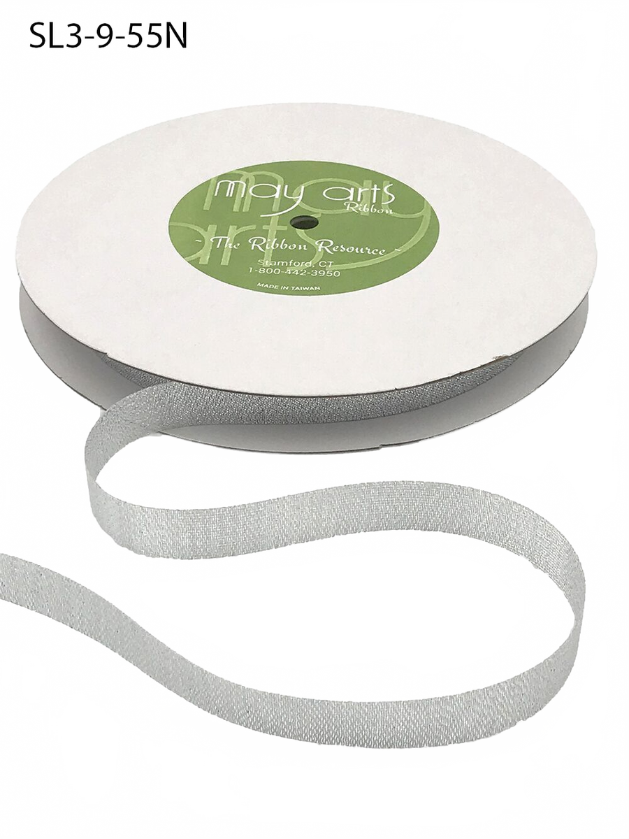 5/8 Inch Woven Metallic Silver Ribbon